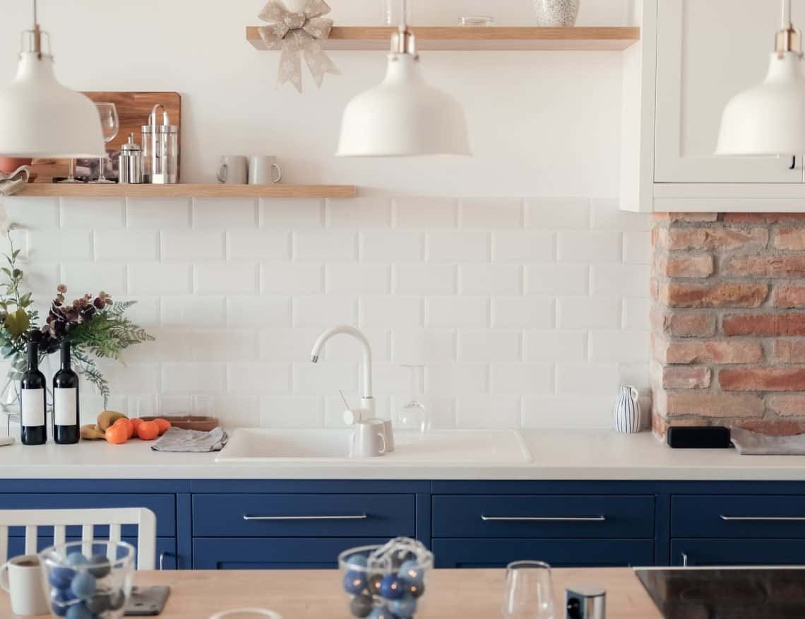 Modern blue and white kitchen interior design house architecture