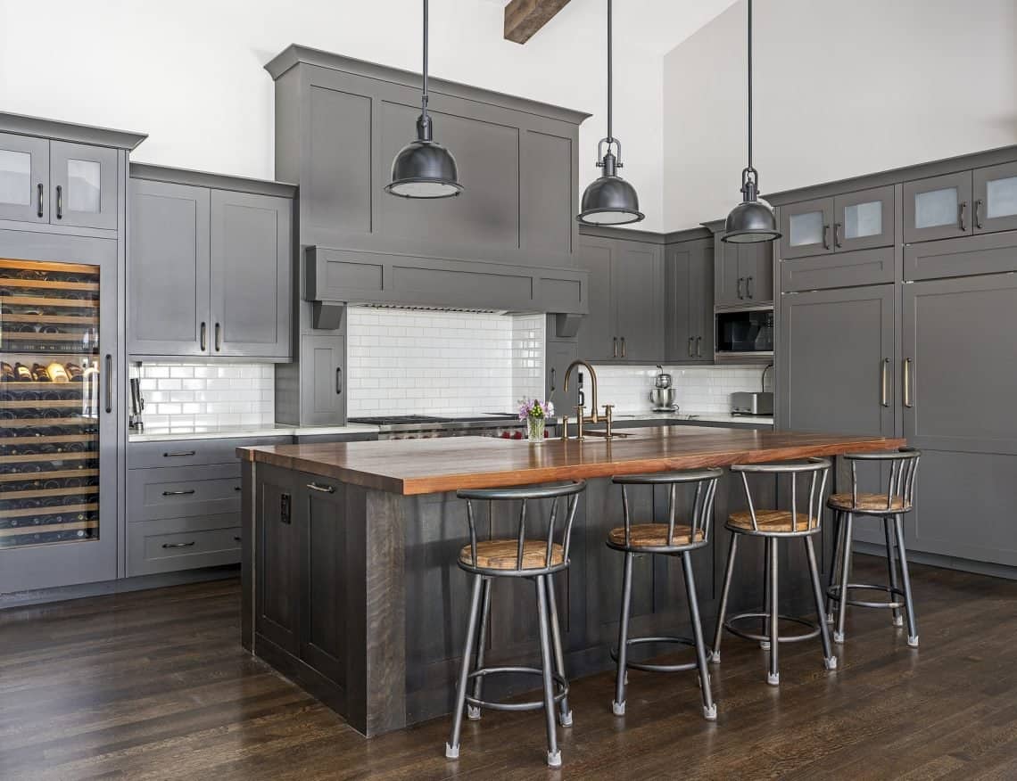 Stylish appeal of modern kitchen grey cabinets.