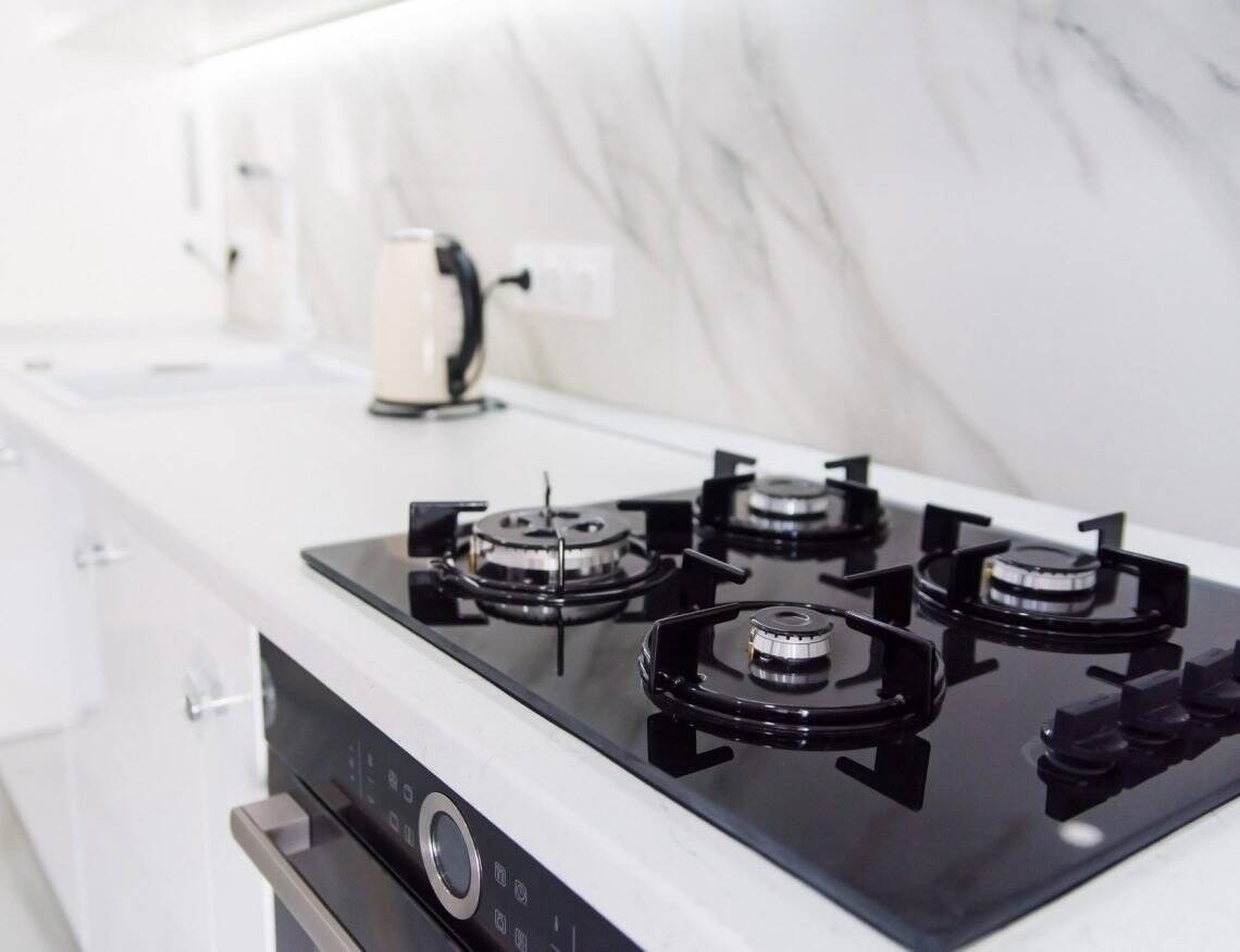 Marble countertops with full backsplash