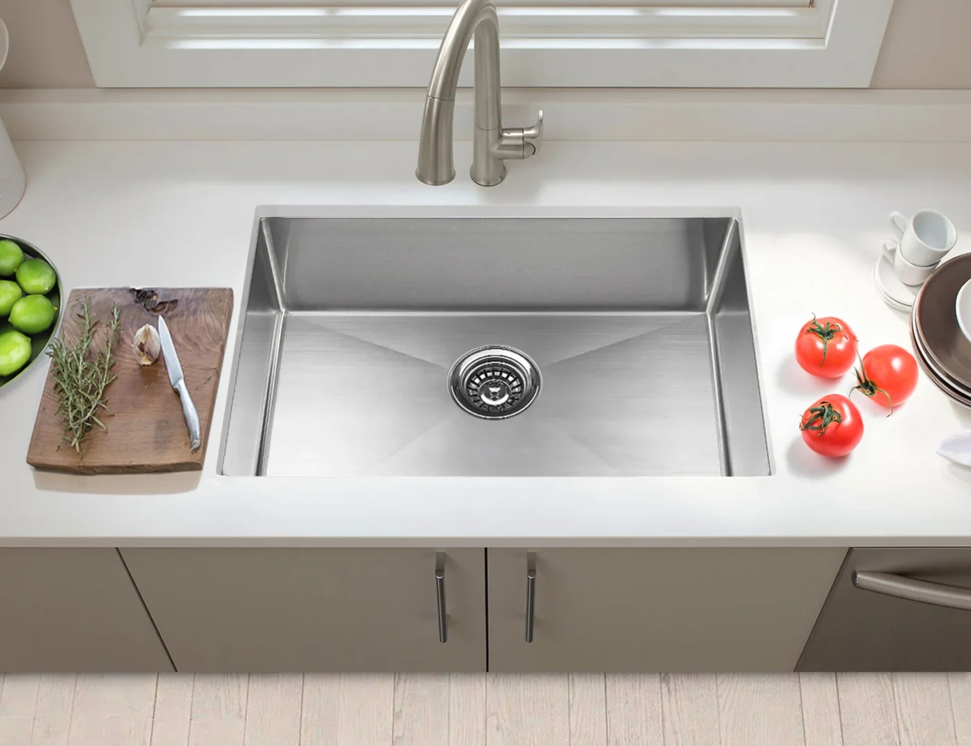 Stylish design of a stainless steel sink, perfect for any kitchen renovation or upgrade.
