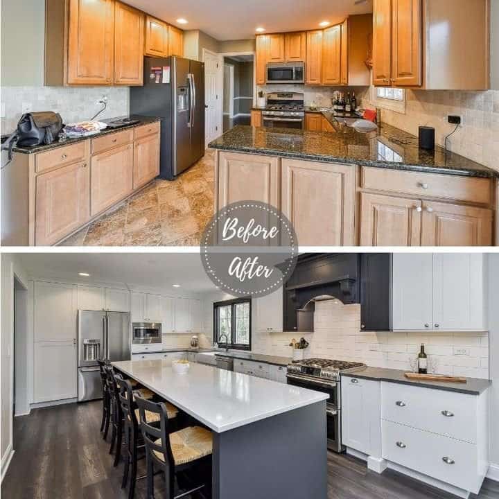 Before and after kitchen remodeling. Get inspired for your next home improvement project